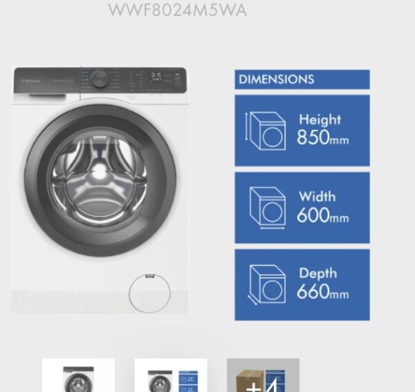 BRAND NEW , WESTINGHOUSE 8 Kg  FRONT LOADER WASHING MACHINE FOR $679