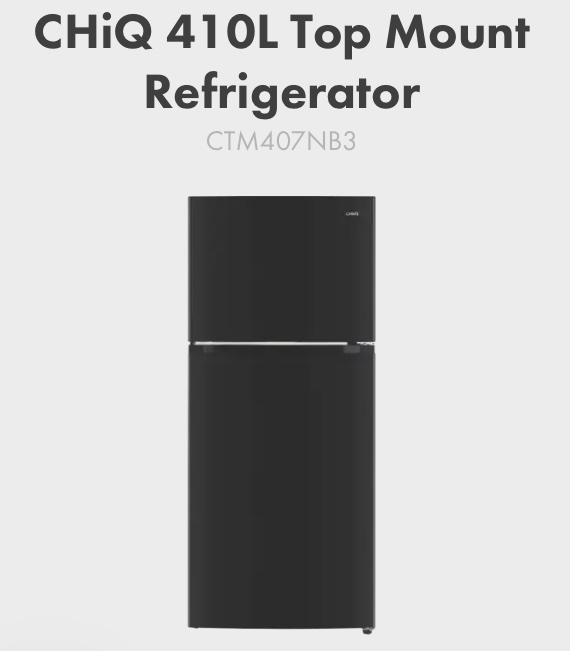 BRAND NEW FACTORY SECONDS, CHIQ 410 L TOP MOUNT REFRIGERATOR FOR $799