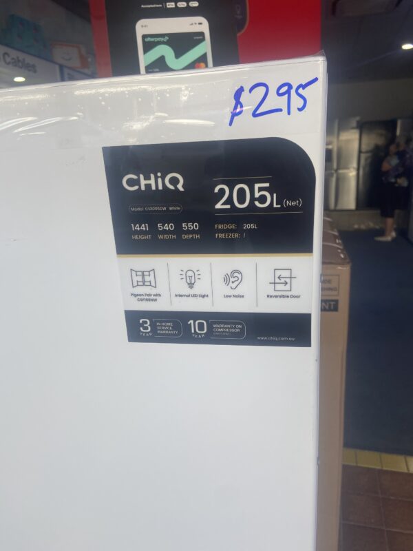 BRAND NEW FACTORY SECONDS CHIQ 205 UPRIGHT REFRIGERATOR FOR $295 SALE