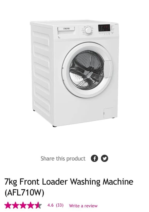 ALTUS  7Kg BRAND NEW FRONT LOADER WASHING MACHINE