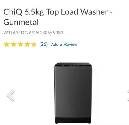 Chiq 6.5 kg top loader washing machine for $399