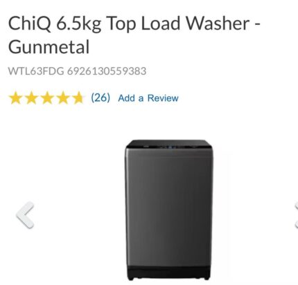 BRAND NEW Chiq 6.5 kg top loader washing machine for $399