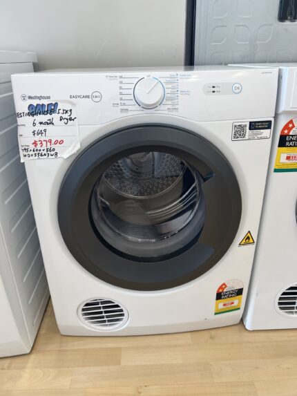 BRAND NEW FACTORY SECONDS  WESTINGHOUSE Dryer  5.5 kg for $379